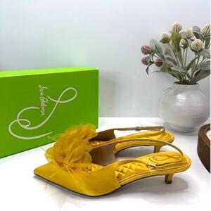 Sam Edelman Faye Slingback Floral Satin Heel Sunflower Women 7 M Tried On